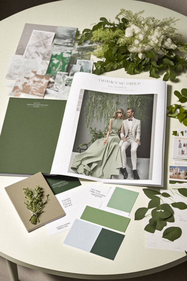 Analoges Moodboard zur Hochzeit /Ki generiert